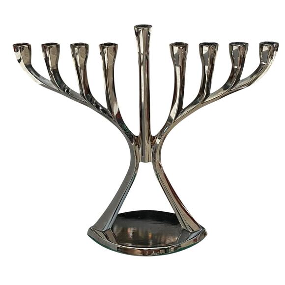 Rite Lite Ltd Silver Tone Modern Menorah Hanukkah - Picture 3 of 4
